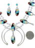 Authentic Sterling Silver Multicolor Inlay Squash Blossom Necklace Set RX94134
